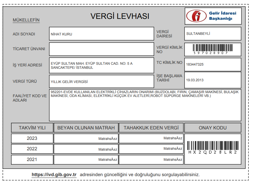 Amana Servis vergi levhası